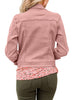 Pink Women's Basic Long Sleeves Button Down Fitted Denim Jean Jackets