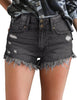 Women's Mid Rise Frayed Ripped Raw Hem Denim Jean Shorts