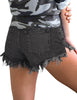 Women's Mid Rise Frayed Ripped Raw Hem Denim Jean Shorts