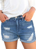 Women's High Waisted Rolled Hem Distressed Jeans Ripped Denim Shorts