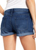 Star Sapphire Blue Women's High Waisted Rolled Hem Distressed Jeans Ripped Denim Shorts