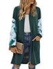 LookbookStore Women's Casual Open Front Patchwork Long Knit Cardigan Pocket Outerwear