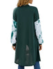 LookbookStore Women's Casual Open Front Patchwork Long Knit Cardigan Pocket Outerwear