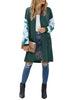 LookbookStore Women's Casual Open Front Patchwork Long Knit Cardigan Pocket Outerwear