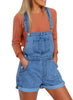 Women's Casual Denim Bib Overalls Shorts Cuffed Hem Stretch Jeans Shortalls