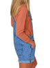 Women's Casual Denim Bib Overalls Shorts Cuffed Hem Stretch Jeans Shortalls
