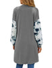 LookbookStore Women's Casual Open Front Patchwork Long Knit Cardigan Pocket Outerwear