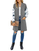 LookbookStore Women's Casual Open Front Patchwork Long Knit Cardigan Pocket Outerwear