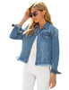 Women's Basic Long Sleeves Button Down Fitted Denim Jean Jackets