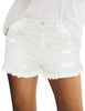 Women Summer High Waisted Sewn Cuffed Hem Buttons Denim Jean Shorts