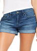 Women's High Waisted Rolled Hem Distressed Jeans Ripped Denim Shorts