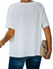 Women Short Sleeve Henley Shirts Loose Button Up V Neck Tunic Tops