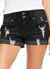 Women's High Waisted Rolled Hem Distressed Jeans Ripped Denim Shorts