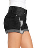 Women's High Waisted Rolled Hem Distressed Jeans Ripped Denim Shorts
