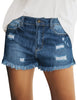 Women Summer High Waisted Sewn Cuffed Hem Buttons Denim Jean Shorts