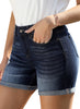 Women's High Waist Ripped Denim Shorts Rolled Hem Distressed Stretch Jeans