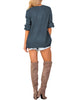 LookbookStore Navy Blue Women's Knit Long Sleeve Faux Wrap Surplice V Neck Sweater Top