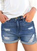 Women's High Waisted Rolled Hem Distressed Jeans Ripped Denim Shorts