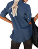 Women's Long Sleeve Collared Shirt Button Down Denim Blouse Tops