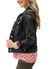 Black Women's Basic Long Sleeves Button Down Fitted Denim Jean Jackets