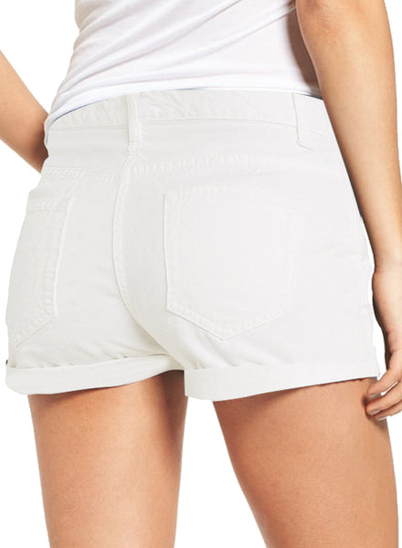 Women's High Waisted Rolled Hem Distressed Jeans Ripped Denim Shorts