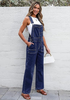 LookbookStore Darkness Blue Women's Adjustable Denim Sleeveless Jumpsuit Strap Overall Rompers