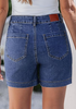 LookbookStore Women's Classic Blue High Waist Stretchy Denim Shorts, 5 Inch Inseam Trendy Summer Casual Jean Jorts with Pockets
