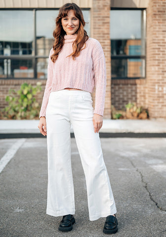 Bright White Women's Stretchy Pull On Jeans High Waisted Denim Pants 90s