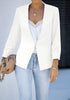 Brilliant White Women's Brief 3/4 Sleeve Suit Blazer Open Front Cardigan Casual Jackets