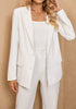 Bright White Women's Business Casual 2 Piece Blazer Jacket Straight Leg High Waisted Pants Suits