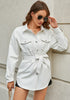 Off White Women's Long Sleeve Faux Fur Belted Biker Moto Coat Leather