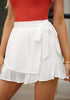 Brilliant White Women's High Waisted Ruffle Skort Elastic Waist Casual Shorts