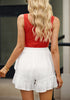 Brilliant White Women's High Waisted Ruffle Skort Elastic Waist Casual Shorts