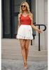 Brilliant White Women's High Waisted Ruffle Skort Elastic Waist Casual Shorts