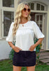 Brilliant White Women's Casual Puff Sleeve Tie Neck Blouses Business Shirts