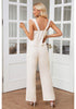 White Women's 2 Piece Sets Flowy Square Neck Top Wide Leg Pants Vacation Two Piece Outfits