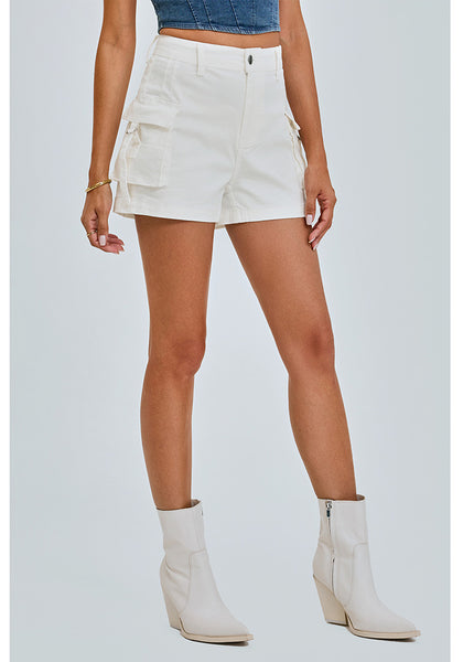 Off White Women's High Waisted Cargo Shorts With Pockets Casual Summer Shorts Stretchy Short Pants
