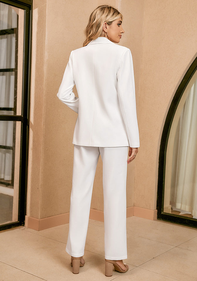 Bright White Women's Business Casual 2 Piece Blazer Jacket Straight Le –  Lookbook Store