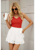Brilliant White Women's High Waisted Ruffle Skort Elastic Waist Casual Shorts