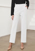 Bright White Women's Business Casual High Waisted Straight Leg Stretchy Elastic Waist Trousers