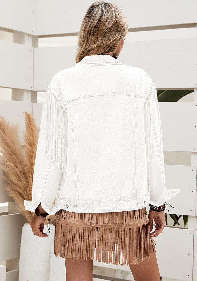 Free People Distressed Ripped White Denim Jacket | Nuuly Thrift