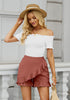 Canyon Rose Women's High Waist Flowy Elastic Waist Lightweight Skort Ruffle Shorts