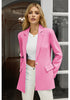 Sachet Pink Women's Office Casual Long Sleeve Pocket Blazer Jacket