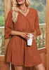 Rust Women's 2 Piece Outfit Textured Crop Tops Elastic Waist Flowy Shorts