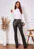 Espresso Women's Bell Bottom High Waisted Faux Leather Pants Flare Pants