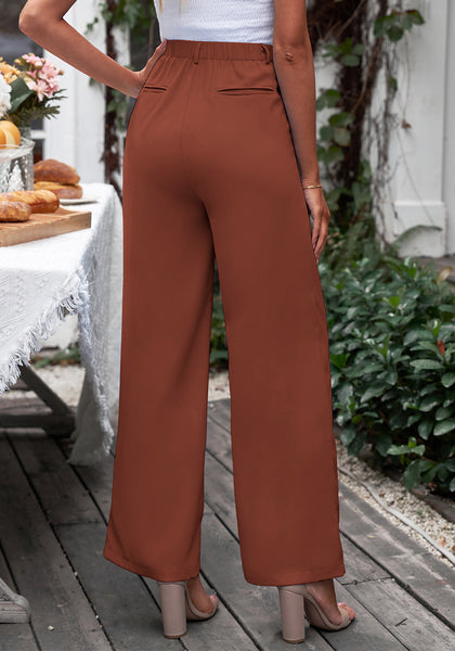 Sequoia Brown Women's High Waisted Wide Leg Business Work Pants