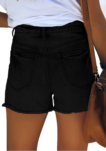 Always Black Women's High Waisted Frayed Raw Hem Denim Hot Short Summer Jean Shorts