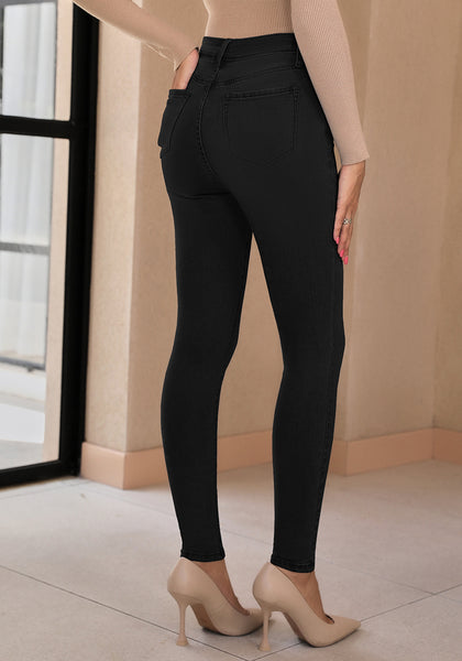 True Black Women's Classic Stretch Pants Trouser Skinny High Waist Denim Jean