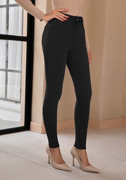 True Black Women's Classic Stretch Pants Trouser Skinny High Waist Denim Jean