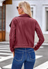 Wine Red Women's Faux Leather Long Sleeve Motorcycle Biker Warm Jacket